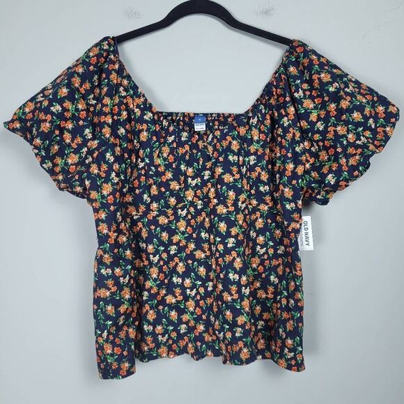 Old Navy Tops - Old Navy Womens Floral Top Size XL Empire Waist Puff Sleeve Smocked Boho NWT
